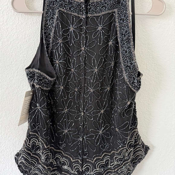 Black and Silver Embellished Sleeveless Tank Top - Picture 9 of 13